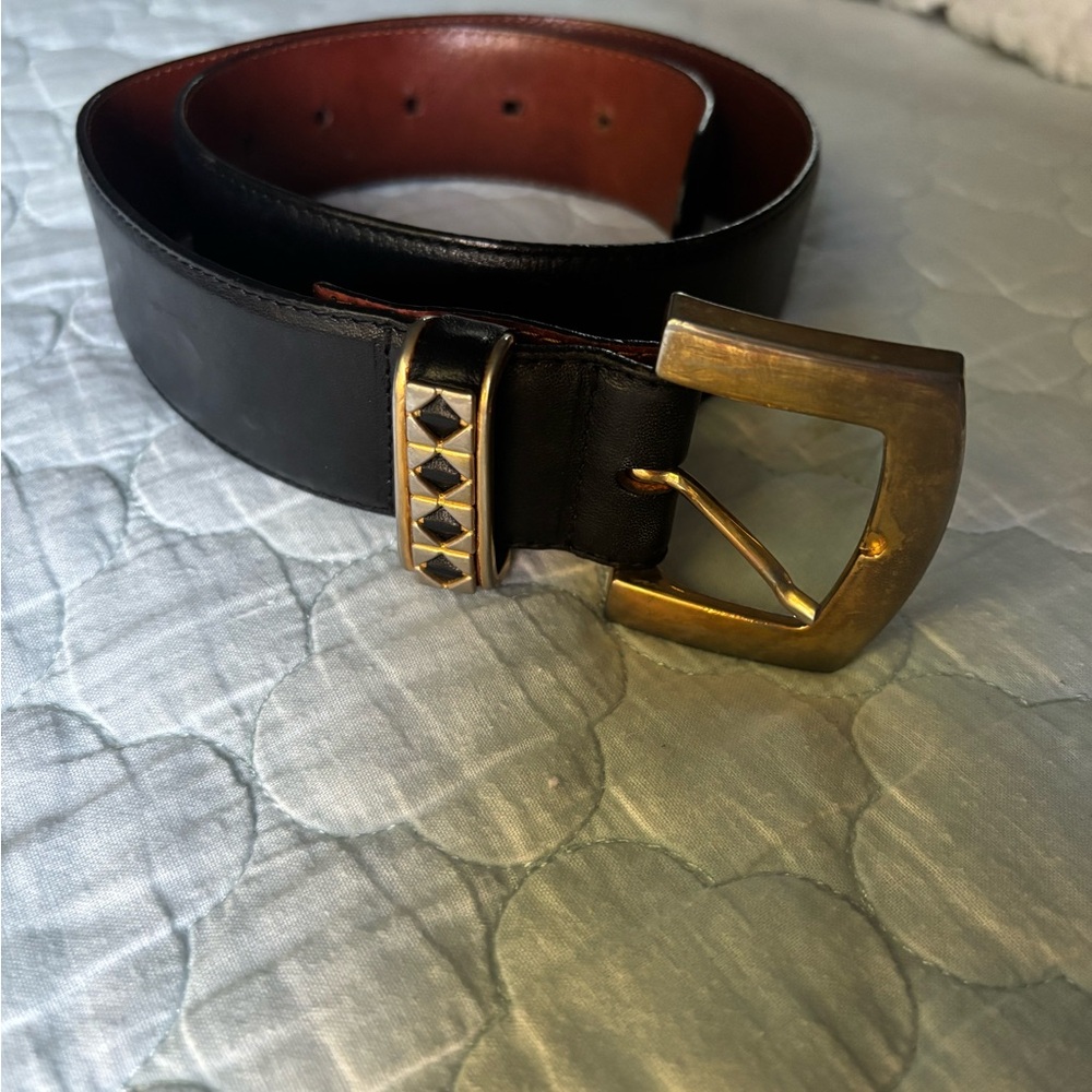 SALE📍📍📍Vintage MCM Black Belt with Gold Buckle size XS